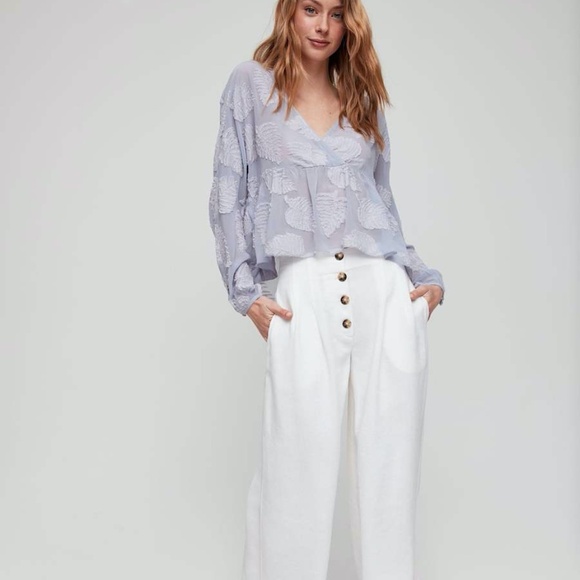 Wilfred Augustine Blouse Ruffled Peplum Blouse Aleutian S - Picture 1 of 13